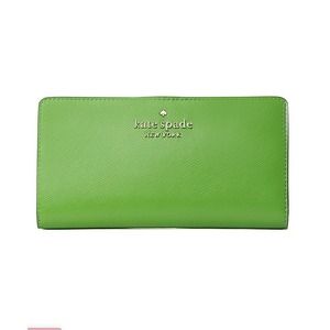 NWT! Kate Spade New York | Turaco Green Staci Large Slim Leather Bifold Wallet
